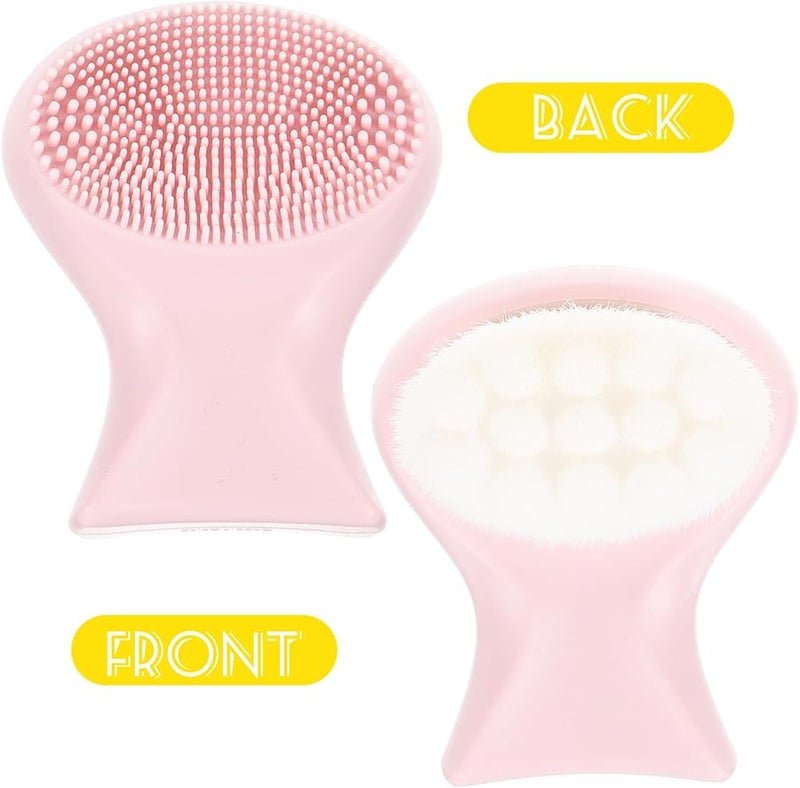 Pink Double Sided Soft Silicone Facial Cleansing Brush Gentle Exfoliator For Deep Pore Cleaning - Image 5